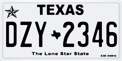 TX license plate DZY2346