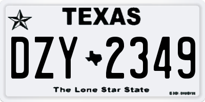 TX license plate DZY2349