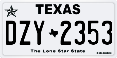 TX license plate DZY2353