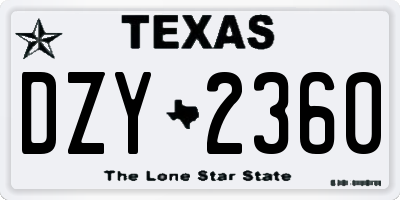 TX license plate DZY2360