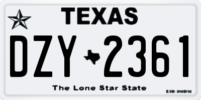 TX license plate DZY2361