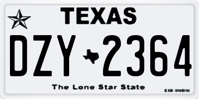 TX license plate DZY2364