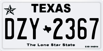 TX license plate DZY2367