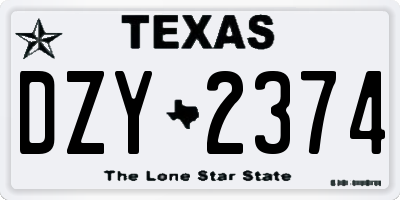 TX license plate DZY2374