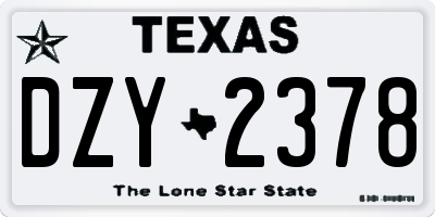 TX license plate DZY2378