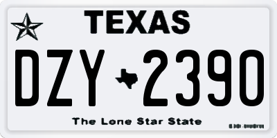 TX license plate DZY2390