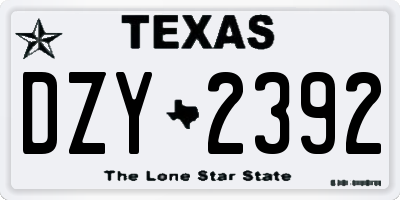 TX license plate DZY2392