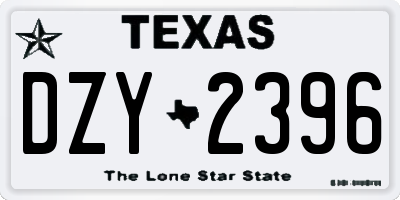 TX license plate DZY2396
