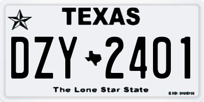 TX license plate DZY2401