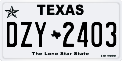 TX license plate DZY2403