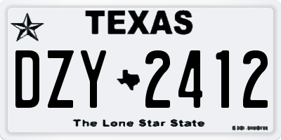 TX license plate DZY2412