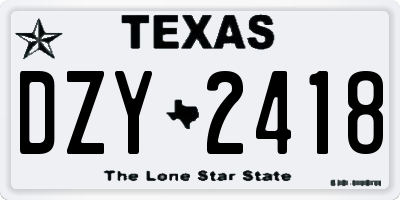 TX license plate DZY2418