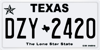 TX license plate DZY2420