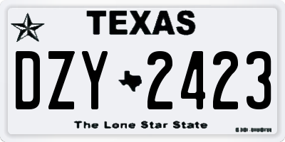 TX license plate DZY2423
