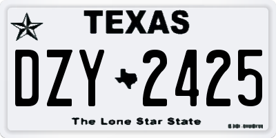 TX license plate DZY2425
