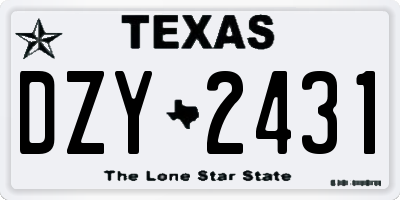 TX license plate DZY2431