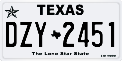 TX license plate DZY2451