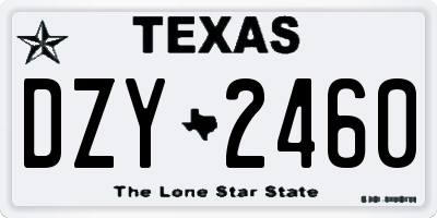 TX license plate DZY2460