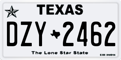 TX license plate DZY2462