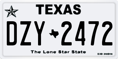 TX license plate DZY2472