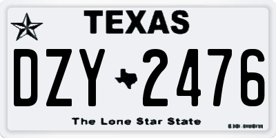 TX license plate DZY2476