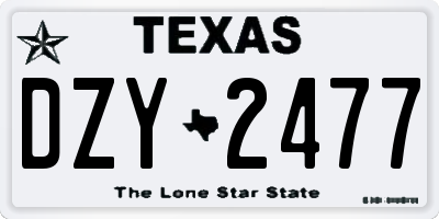 TX license plate DZY2477
