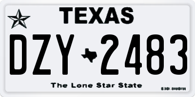 TX license plate DZY2483