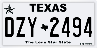 TX license plate DZY2494