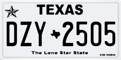 TX license plate DZY2505