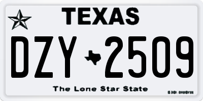 TX license plate DZY2509