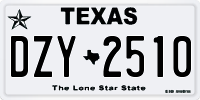 TX license plate DZY2510
