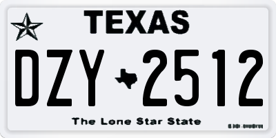 TX license plate DZY2512