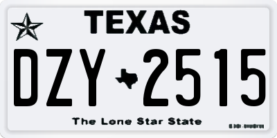 TX license plate DZY2515
