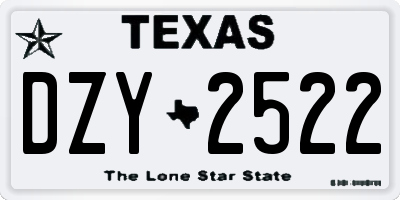 TX license plate DZY2522