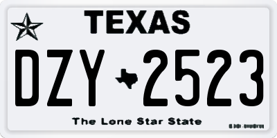TX license plate DZY2523