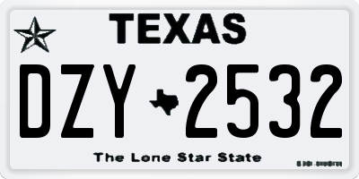 TX license plate DZY2532