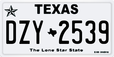 TX license plate DZY2539