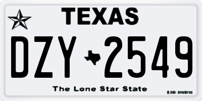 TX license plate DZY2549