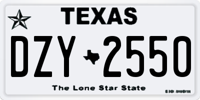 TX license plate DZY2550