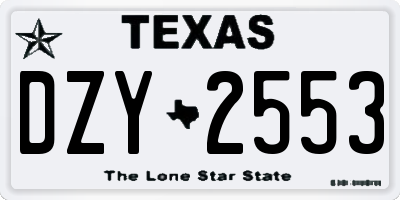 TX license plate DZY2553