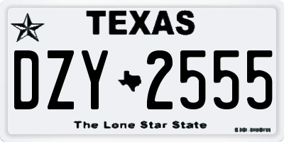 TX license plate DZY2555