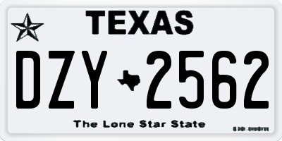 TX license plate DZY2562