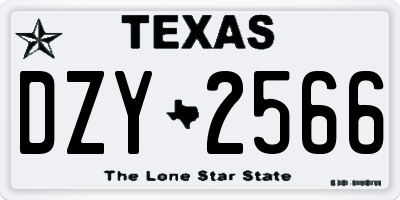 TX license plate DZY2566