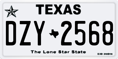 TX license plate DZY2568