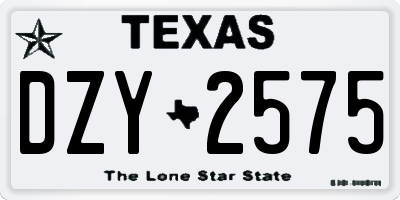 TX license plate DZY2575