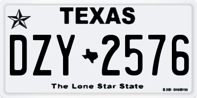 TX license plate DZY2576