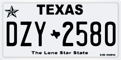 TX license plate DZY2580