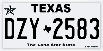 TX license plate DZY2583
