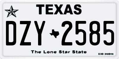 TX license plate DZY2585