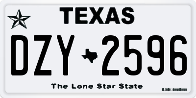 TX license plate DZY2596